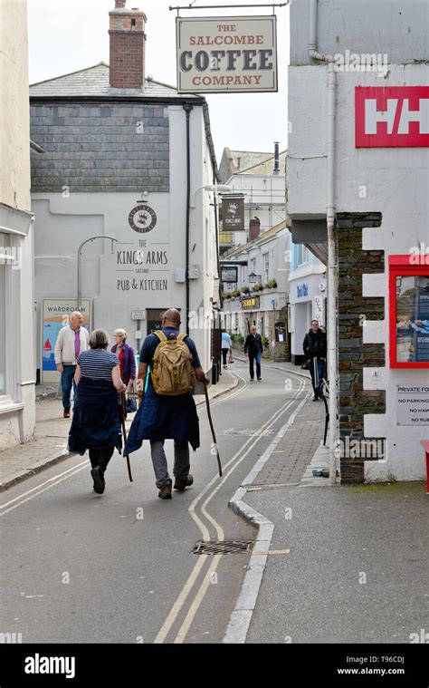 Fore Street in Salcombe town centre on a summers day, Devon England UK ...