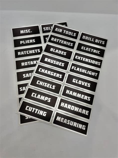 Metallic Tool Box Labels - Etsy