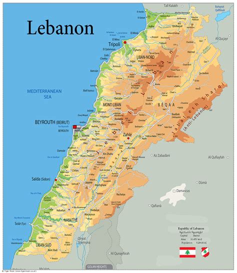 Physical Map of Lebanon (OC) – Tiger Moon