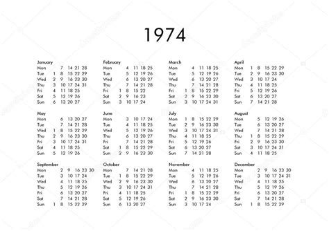 Calendar Of Year 1974 — Stock Photo © Claudiodivizia 111230058