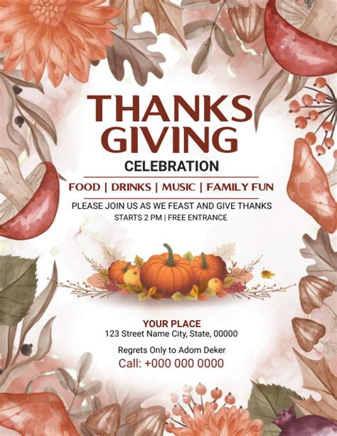 Thanksgiving Party Flyer Template Postermywall