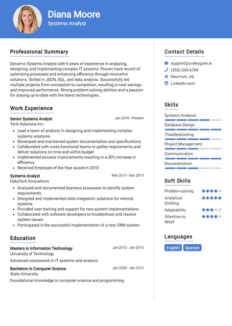 Systems Analyst Resume Example For 2024 Tips To Stand Out Cvdesignerai