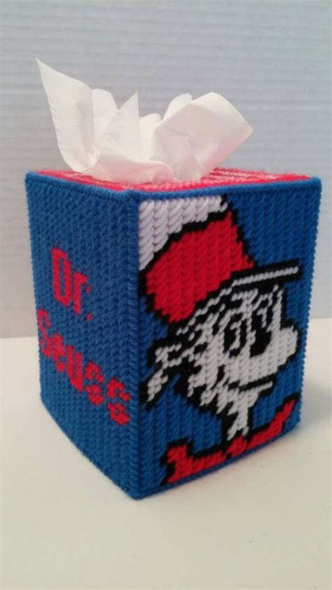 Cat In The Hat Dr Suess Tissue Box Cover Plastic Canvas Plastic Canvas Tissue Boxes Plastic