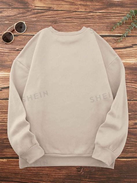 SHEIN Essnce Floral Slogan Graphic Thermal Lined Sweatshirt God Is