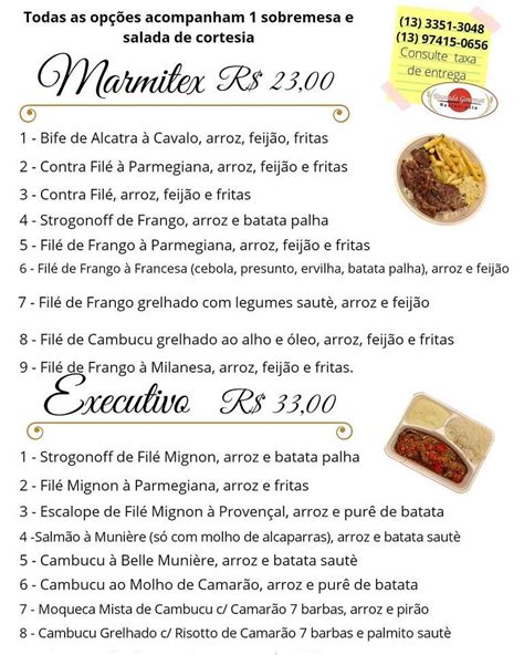 Menu em Enseada Gourmet Restaurante Guarujá