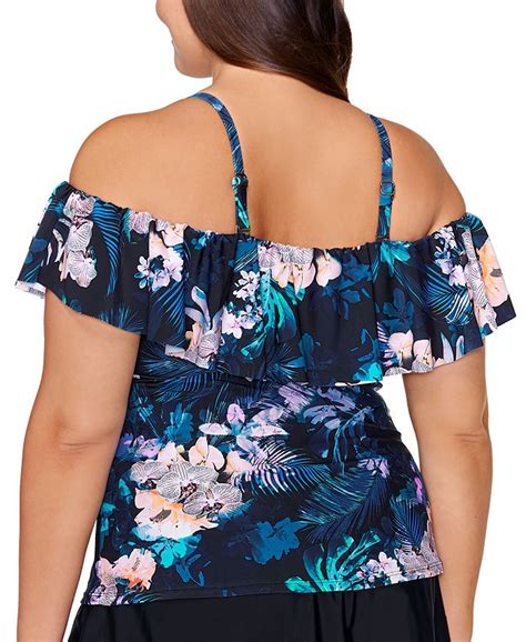 Island Escape Plus Size La Flor Floral Print Underwire Tankini Top Created For Macys And Reviews