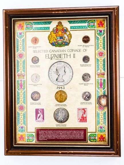 Selected Coinage Of Queen Elizabeth Ii Silver Coins Stamp Framed 1 Coin Has Shifted In Frame