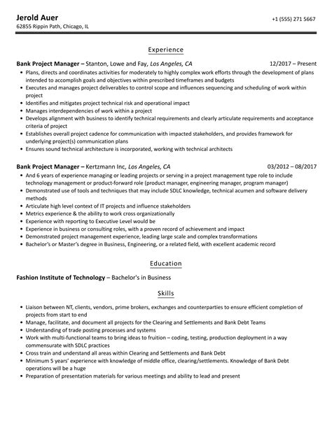 Project Manager Banking Resume Samples Velvet Jobs Hot Sex Picture