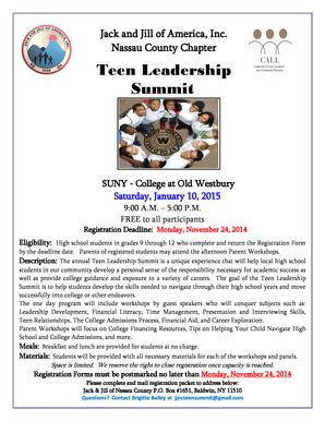 Fillable Online Jjncteensummit Teen Leadership BSummitb Jack And Jill