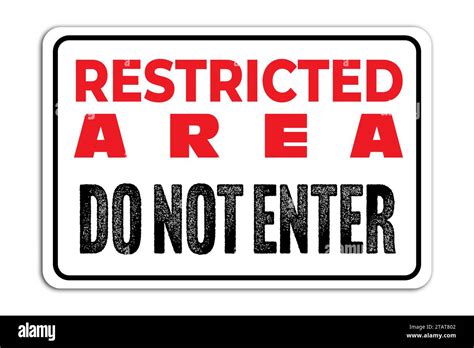 Sign With Text Restricted Area Do Not Enter On White Background Stock