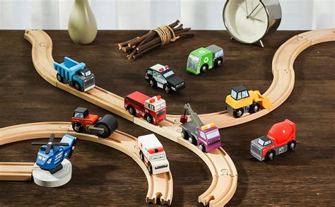 Amazon Sainsmart Jr Wooden Train Set Accessories Toy Cars Pcs