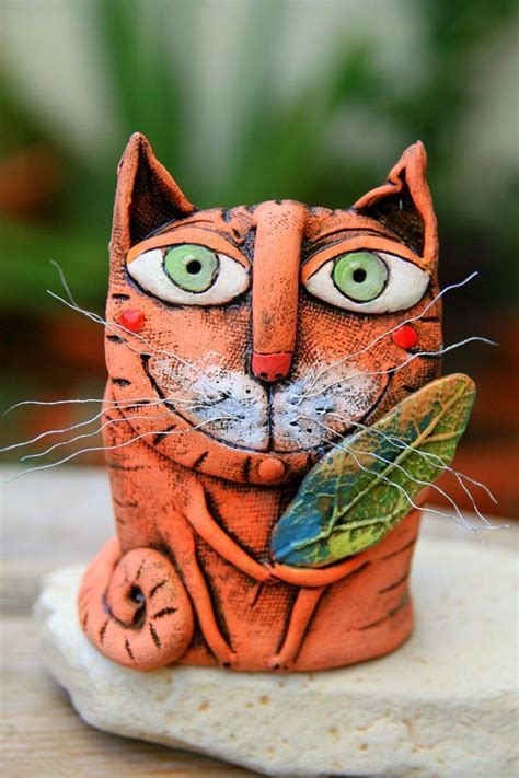 Pottery Cat Handmade Handmade Ceramic Cat Figurine Cat Lovers Gift