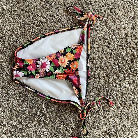Floral High Leg Bikini Bottoms Depop