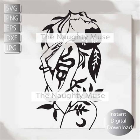 Boho Woman Svg Mystical Nude Woman Svg Mystical Line Art Svg Png Eps Dxf Instant