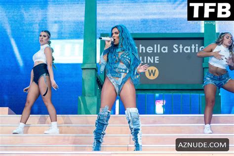 Karol G Sexy Seen Flaunting Her Hot Legs On Stage At The Coachella Music And Arts Festival In