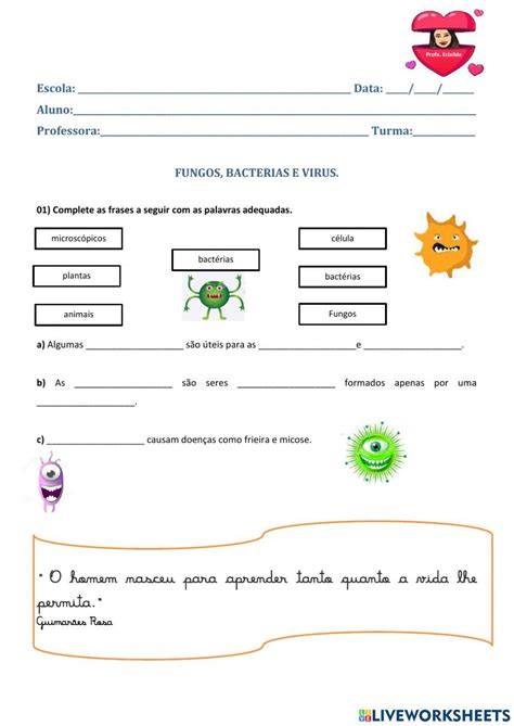 Exercícios Sobre Vírus E Bactérias 7 Ano Com Gabarito