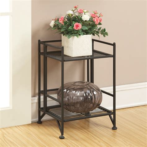 Xtra Storage 2 Tier Folding Metal Shelf Black