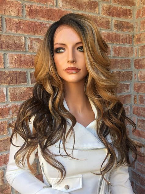 Chestnut Honey Blonde Balayage Human Hair Blend Multi Parting Lace