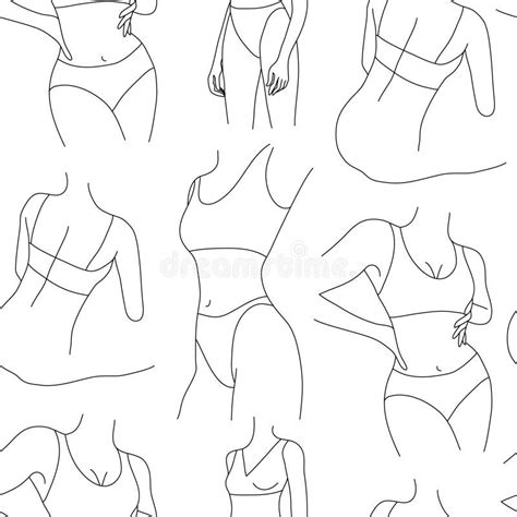 Vector Seamless Women In Lingerie Pattern Modern Minimalist Art