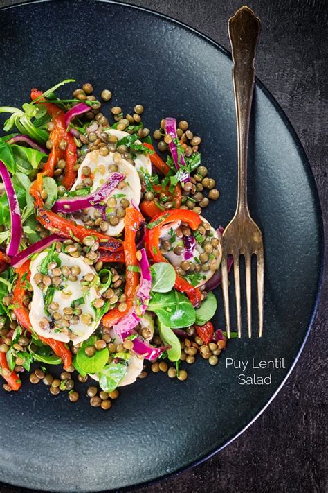 Puy Lentil Salad With Goat Cheese And Roasted Peppers Krumpli