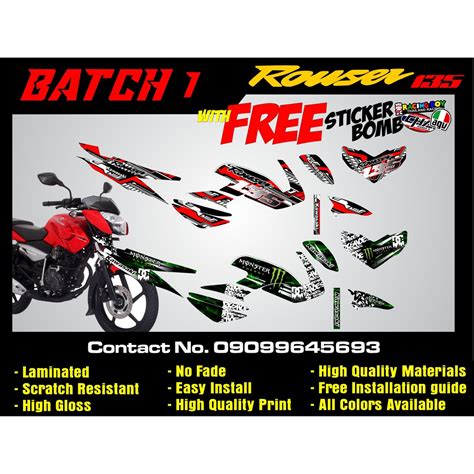 ROUSER 135 Pulsar 135 Bajaj Kawasaki Full Set STICKER DECALS Shopee