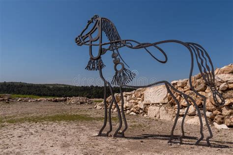 Sculpture of Horse at Tel Megiddo National Park in Israel. Editorial ...