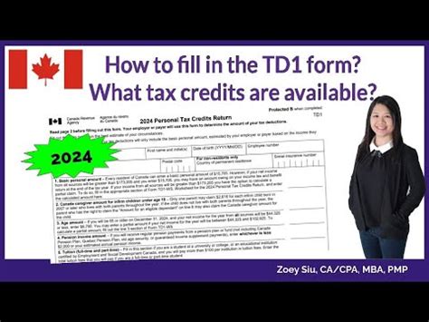 How To Fill In The 2024 TD1 Form What Tax Credits Are Available How