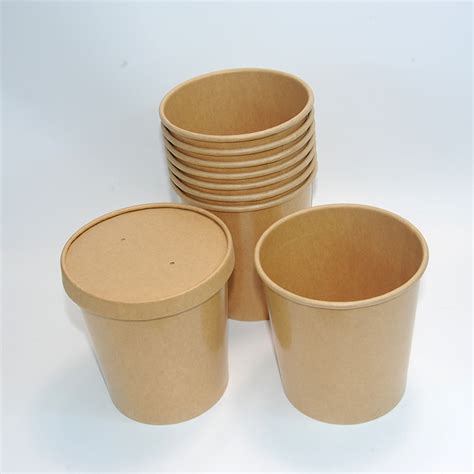 Composable Eco Friendly Food Container Pla Pe Kraft Paper Hot Soup Cup China Cup And Paper Cup