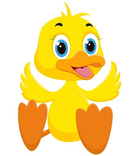 Vector Illustration Dari Happy Duck Kartun Terisolasi Pada Latar