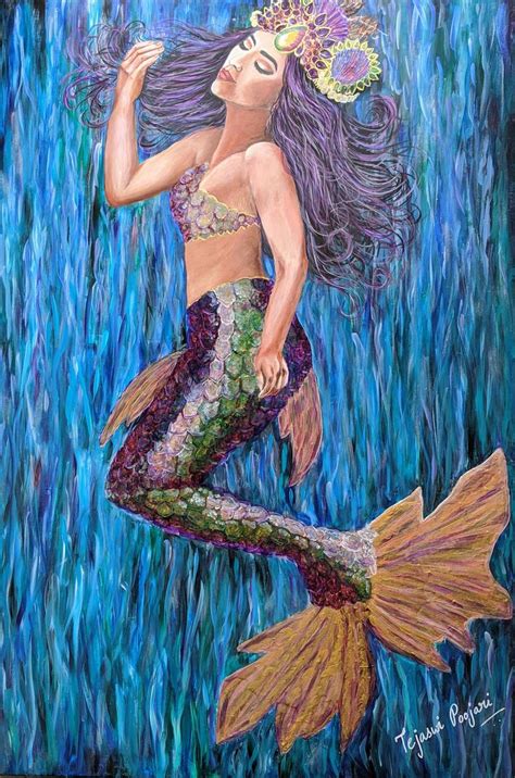 Mermaid painting- Ethereal Ianthe Painting by Tejaswi Poojari | Saatchi Art