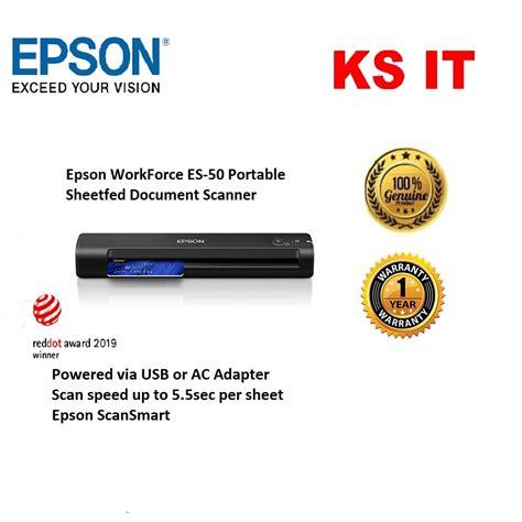 Epson Workforce Es 50 Portable Sheetfed Document Scanner