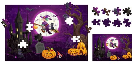 Halloween landscape jigsaw puzzle game pieces 26365705 Vector Art at ...