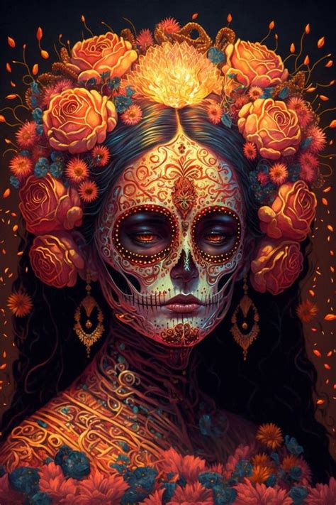 Pin By Steffas Chavez On Dia De Los Muertos Sugar Skull Artwork