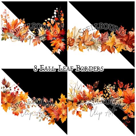 Fall Garland Borders Digital Clipart, Commercial Use, Instant Download ...