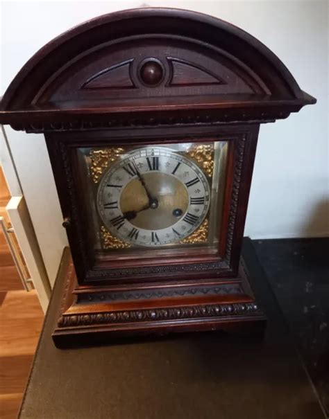 ANTIQUE GERMAN LARGE Junghans Bracket Mantel Clock Working 105 00