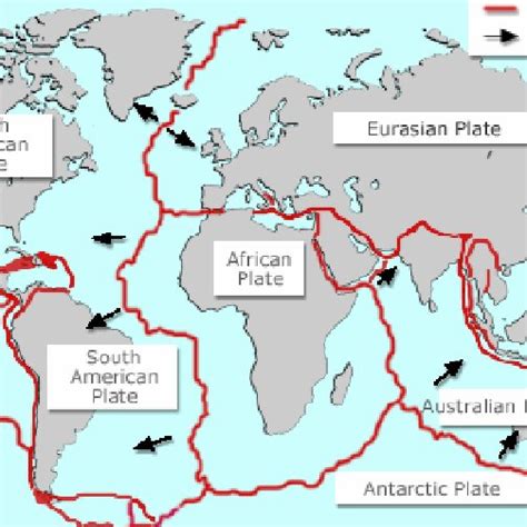 Carte Du Monde Montrant Les Principales Plaques Tectoniques Les Zones