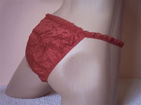 3 Pr 100 Silk Rose Red String BIkini Panties Tanga Frilly Knickers