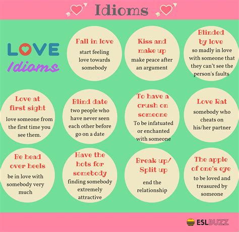 20 Fantastic Idioms About Love Eslbuzz Learning English English