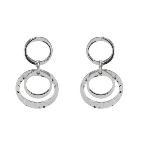 Boucles D Oreilles Pendantes Argent Rhodi Cercles Ref