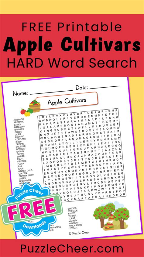 Apple Cultivars Word Search Puzzle Puzzle Cheer