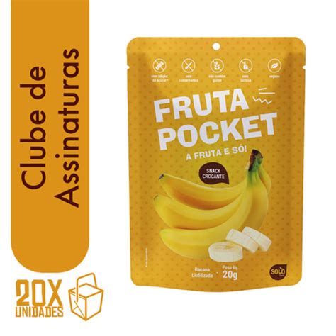 Fruta Pocket Banana Liofilizada 20g Kit 20 Unid Solo Snacks