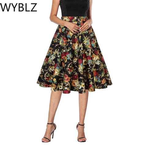 Wyblz High Waist Midi Women Swing Skirt Western Girl Printed Retro