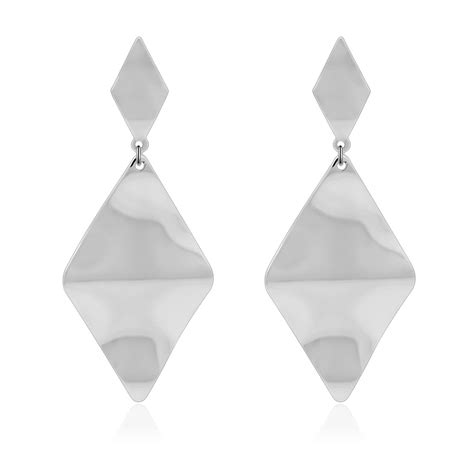 Geometric Polished Rhodium Plated Earrings Bulk Jewelry | JR Fashion ...