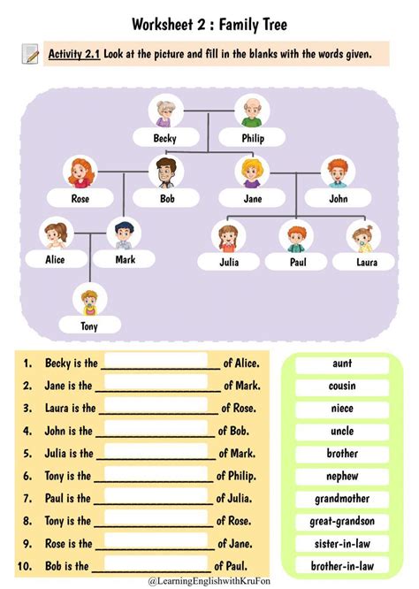 Worksheet:2 Family Tree worksheet | Live Worksheets - Worksheets Library