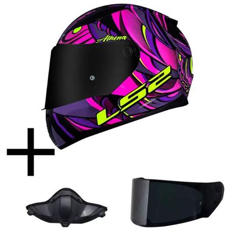 Capacete Ls Ff Rapid Athena Roxo E Rosa Mais Viseira Fum E