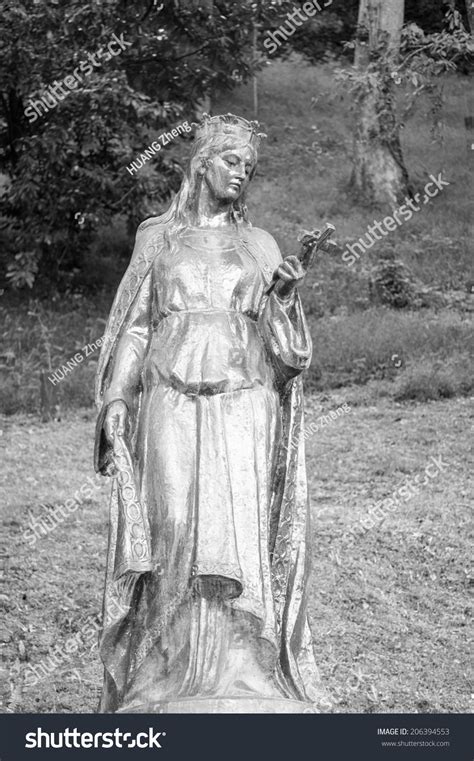 Statue Of Saint Margaret Of Scotland Lourdes France Stock Photo