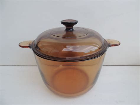 Vision Corning Ware 3 5 Qt Stock Pot Dutch Oven Amber W Lid Etsy