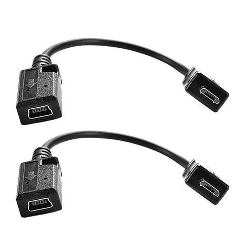 2pcs 5 Pin Micro Usb Male To Mini Usb Female Connector Converter Adapter Cables 2pcs