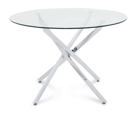 Mona 110cm Chrome Round Dining Table With Glass Top Sena Furniture