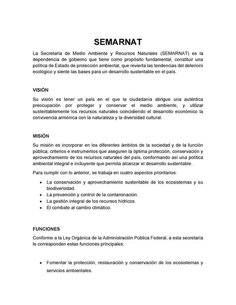 Plan Semarnat Gestión Ambiental Semarnat La Secretaría De Medio